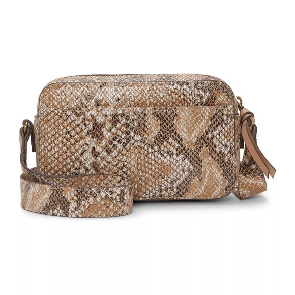LUCKY BRAND Mora Leather Crossbody - Snakeskin Embossed Camera Bag - NWT - Picture 3 of 12